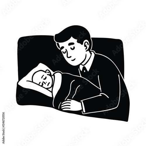 Fathers gentle love, a sleeping baby's peaceful night