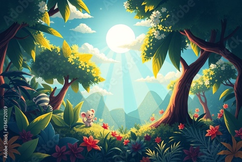 A Cute Koala in a Vibrant Forest