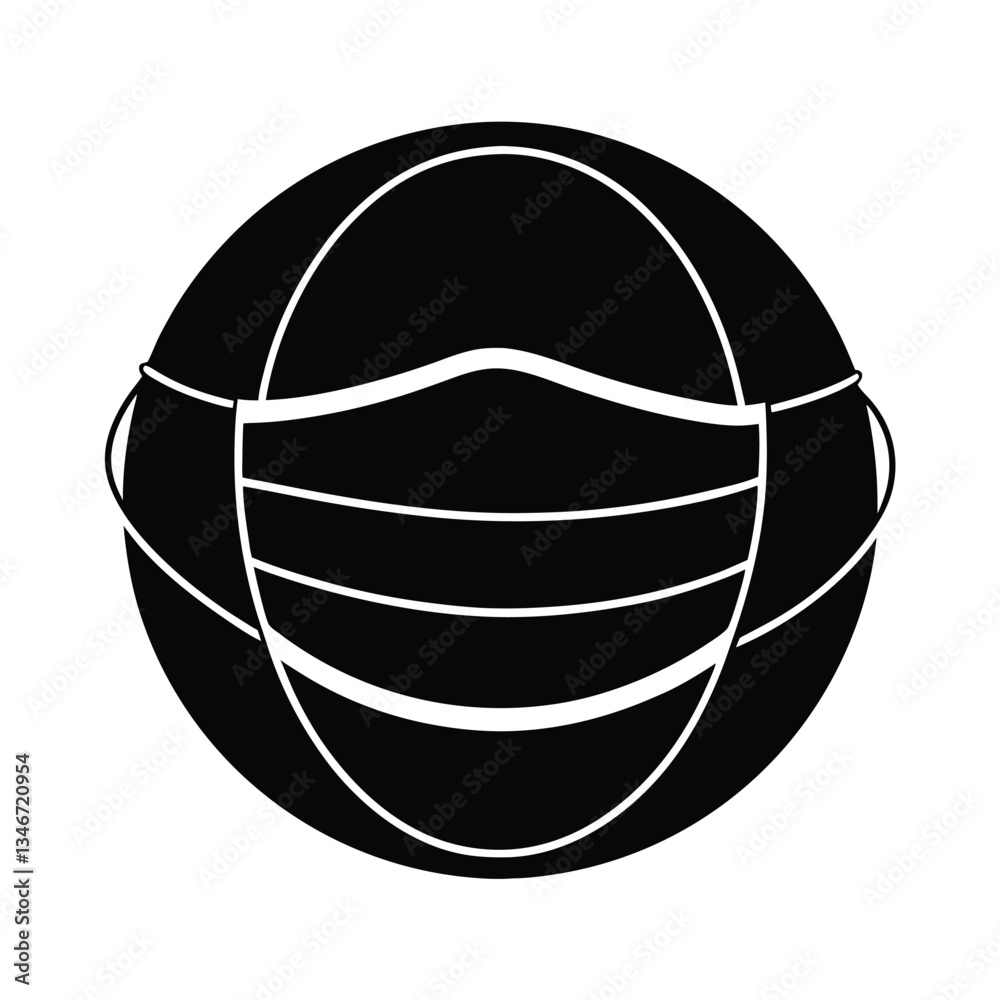 Naklejka premium Global Pandemic Sports Ball Wearing Protective Face Mask