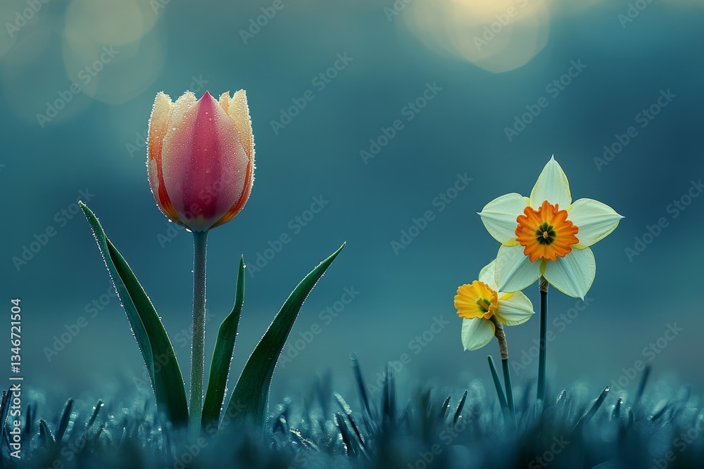 Minimalist Tulip & Daffodil Duo, Tulips and daffodils