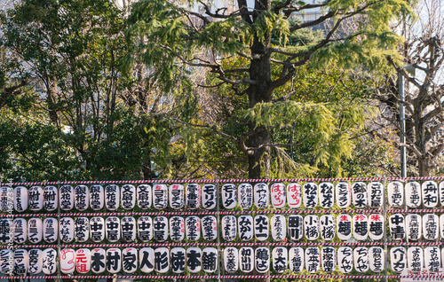 Row of white paper lantern of Sensoji Temple located in Asakusa, Tokyo. photo