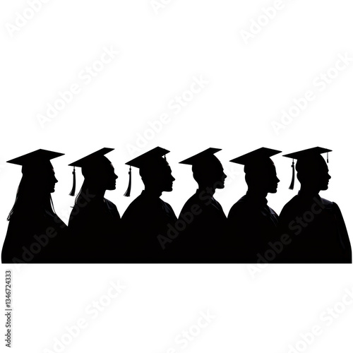 Obraz na płótnie Silhouette of a row of graduates w salonie