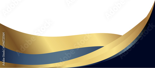 Elegant wavy banner design featuring a dark navy gradient with a smooth gold border, perfect for luxury branding or decorative layouts.