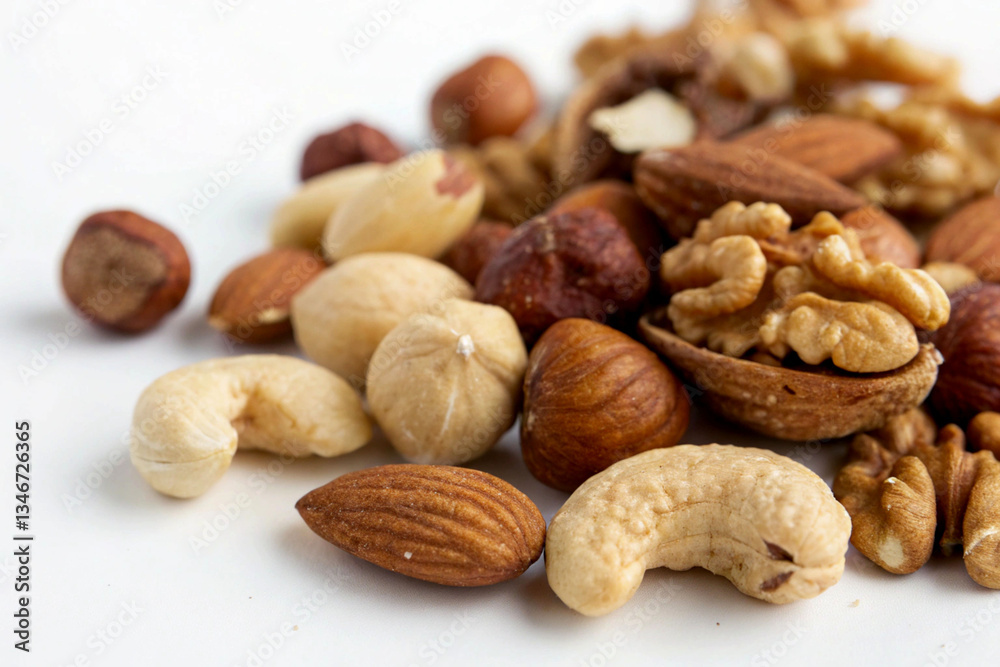Mixed nuts, assorted nuts, walnuts, almonds, cashews, hazelnuts, macadamia nuts, close-up, high detail, soft lighting, warm tones, textured, shallow depth of field, food photography, healthy snacks Mixed nuts, assorted nuts, walnuts, almonds, cashews, hazelnuts, macadamia nuts, close-up, high detail, soft lighting, warm tones, textured, shallow depth of field, food photography, healthy snacks