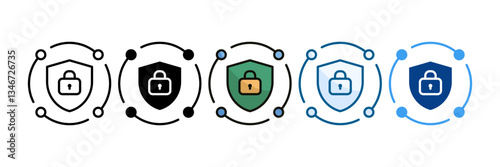 Cybersecurity Icon Set Multiple Style Collection