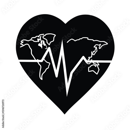 Global Heartbeat World Health, Care, Pulse, Lifeline, Unity, International, Medical, Charity, Support