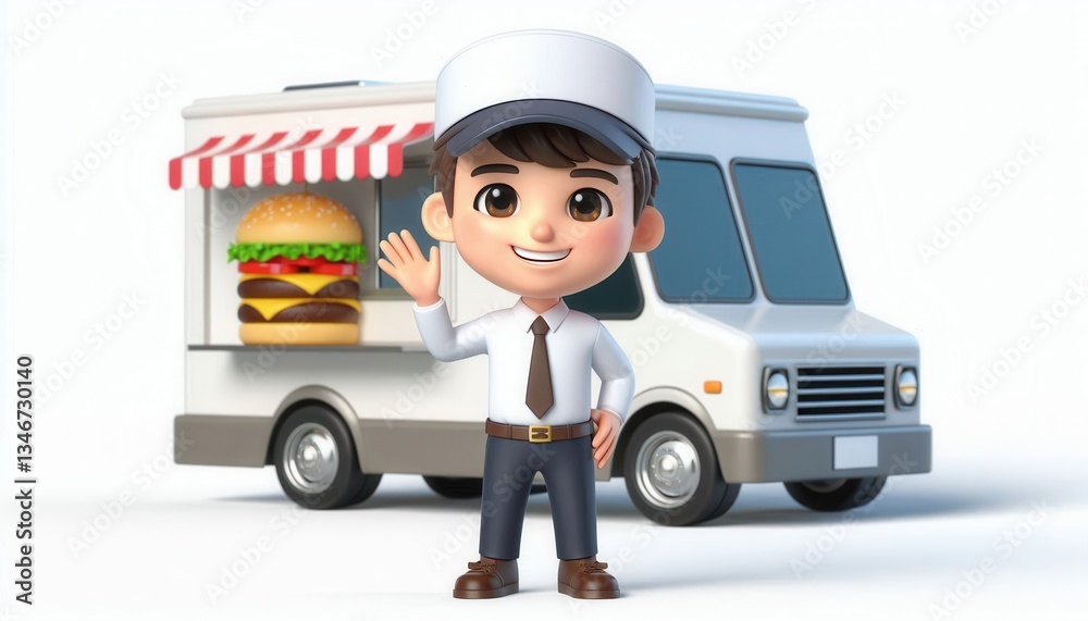 Food truck offering gourmet burgers urban setting digital illustration cheerful atmosphere Food truck offering gourmet burgers urban setting digital illustration cheerful atmosphere