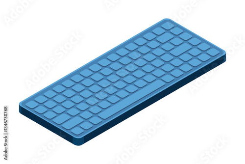 Isometric computer keyboard. Personal computer hardware components. Modern computer keyboard. Vector illustration