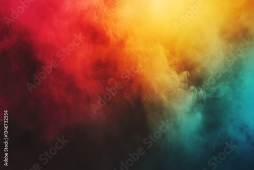 Abstract gradient background with black and deep red, pastel green, yellow, and blue, featuring a blurred gradient, ideal for modern and elegant designs.