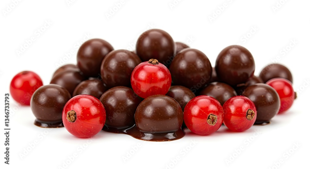 Chocolate Covered Berries with Red Currants on White Background Still Life Chocolate Covered Berries with Red Currants on White Background Still Life