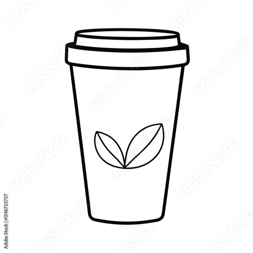 Ecofriendly Tea Cup, Disposable, Outline, Beverage, Refreshment, Hot, Cold, Drinkware, Takeout, Leave