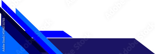 Abstract corner design featuring layered blue and black diagonal shapes with gradients, perfect for technology, business, or digital presentations.