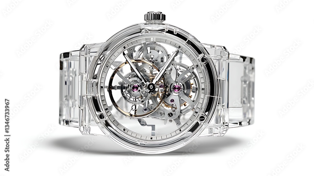 Transparent Time, A Detailed View of a Modern Luxury Watch Mechanism Transparent Time, A Detailed View of a Modern Luxury Watch Mechanism