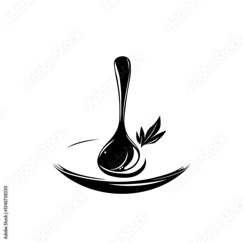 Spoon Splash: Modern Spoon Silhouette in White Circle