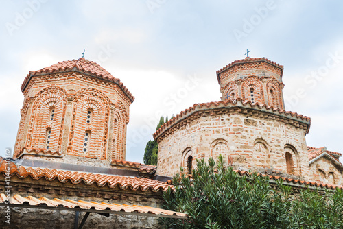 Historic Monastery of Saint Naum with Red-Tiled Roofs and Cylindrical Towers, Ohrid, North Macedonia photo