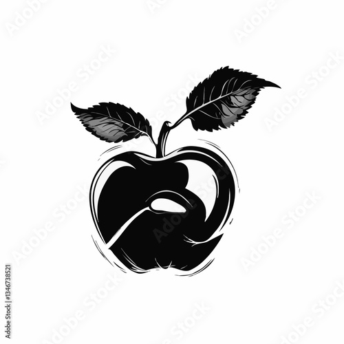 Stylized Apple: Abstract Black Apple Silhouette