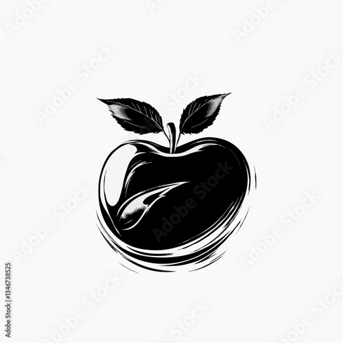 Stylized Apple: Abstract Black Apple Silhouette