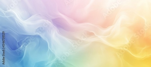 Abstract gradient background with pastel green, yellow, and blue, white to soft lavender, featuring a minimalist style, ideal for modern and elegant designs.