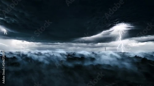 Realistic Cinematic Storm Effect with Lightning, Rain, and Wind | 4K Seamless Loop