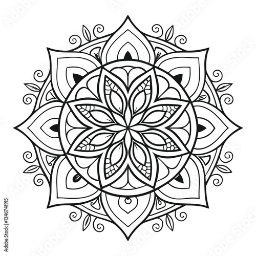 Pattern in the form of a mandala. Henna tattoo mandala. Mehndi style. Decorative pattern in oriental style. Coloring book page.