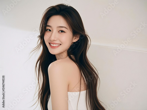 Exquisite Korean girl portrait, beauty salon advertising character modeling