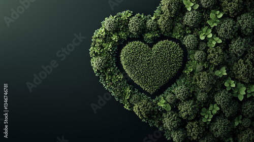 Creative Concept of Heart-Shaped Trees with Lush Greenery Symbolizing Love for Nature on Earth Day, Ample Space for Text