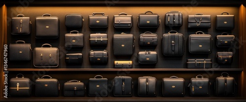 Display of various black leather cases
