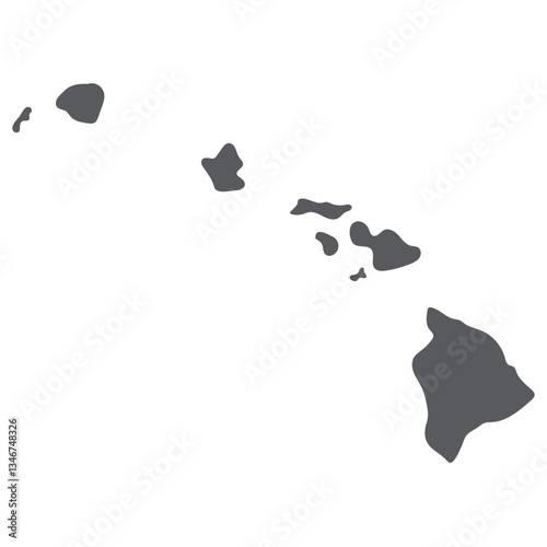 Hawaii map. Map of Hawaii state in grey color.