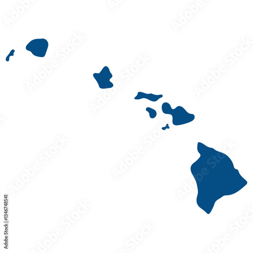 Hawaii map. Map of Hawaii state in blue color.