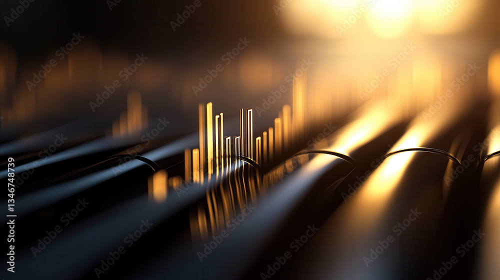 futuristic abstract design with glowing golden bars and blurred metallic lines, evoking innovation and progress futuristic abstract design with glowing golden bars and blurred metallic lines, evoking innovation and progress