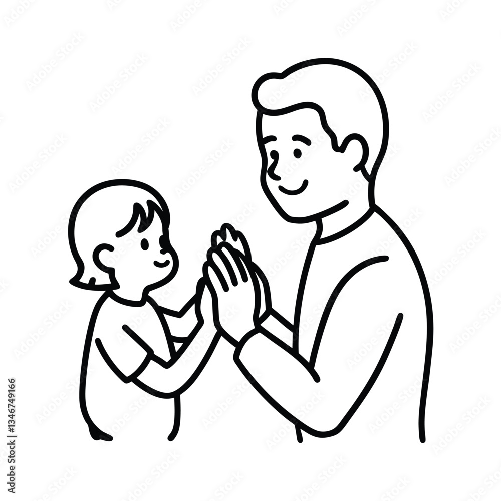 Happy Father and Daughter Playing Clapping Hands Game Happy Father and Daughter Playing Clapping Hands Game
