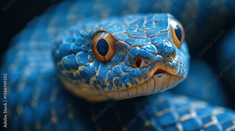 Fototapeta premium Vibrant blue snake close-up