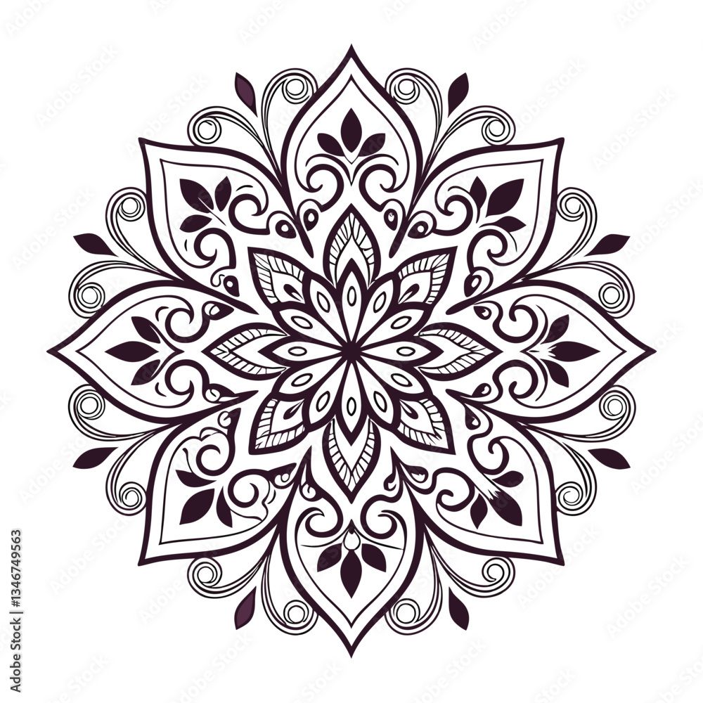 Pattern in the form of a mandala. Henna tattoo mandala. Mehndi style. Decorative pattern in oriental style. Coloring book page. Pattern in the form of a mandala. Henna tattoo mandala. Mehndi style. Decorative pattern in oriental style. Coloring book page.
