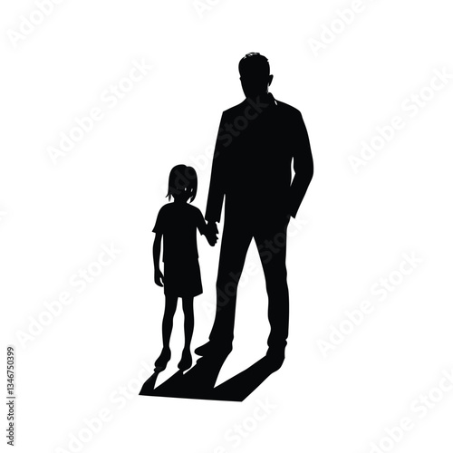 Father Daughter Silhouette Holding Hands Walking Family Bond Love