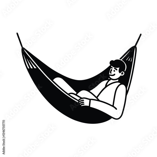 Relaxing Man in Hammock, Summer Vacation, Leisure, Outdoors, Rest