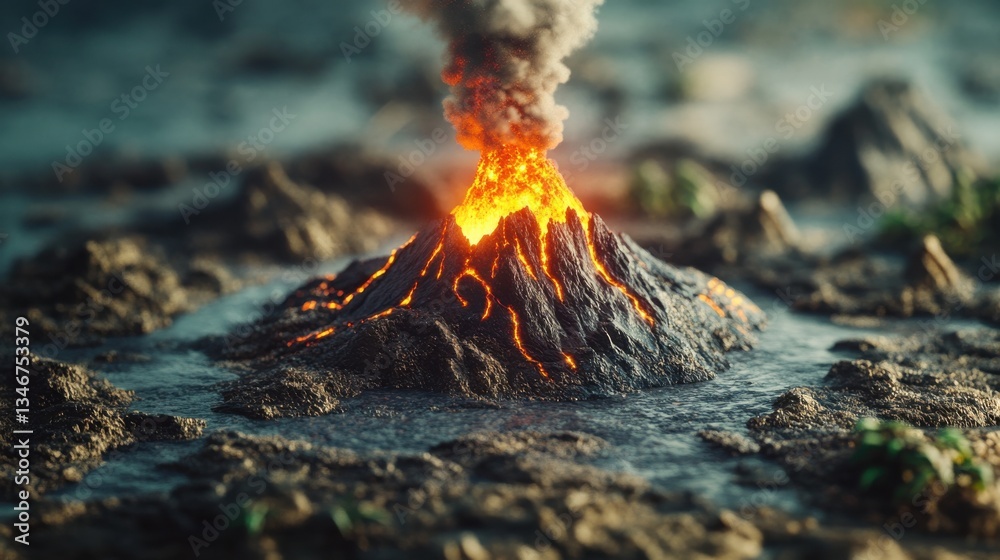 Naklejka premium Eruptive Volcano Landscape