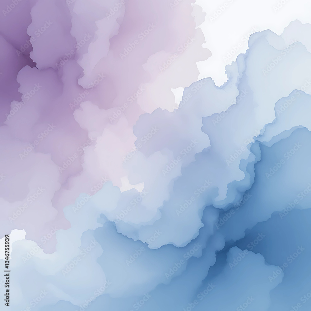 Fototapeta premium Soft Purple and Blue Watercolor Clouds