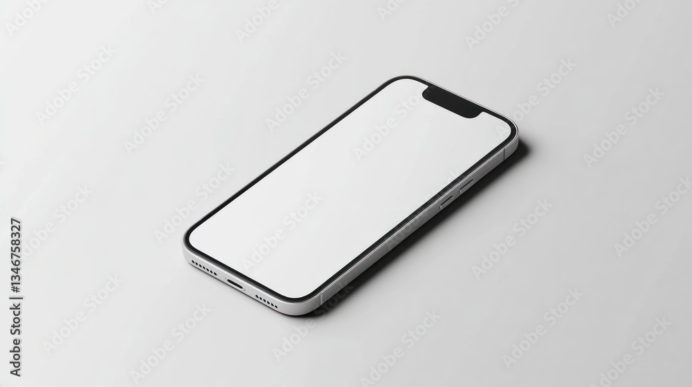 New smartphone with a blank screen resting on plain surface New smartphone with a blank screen resting on plain surface