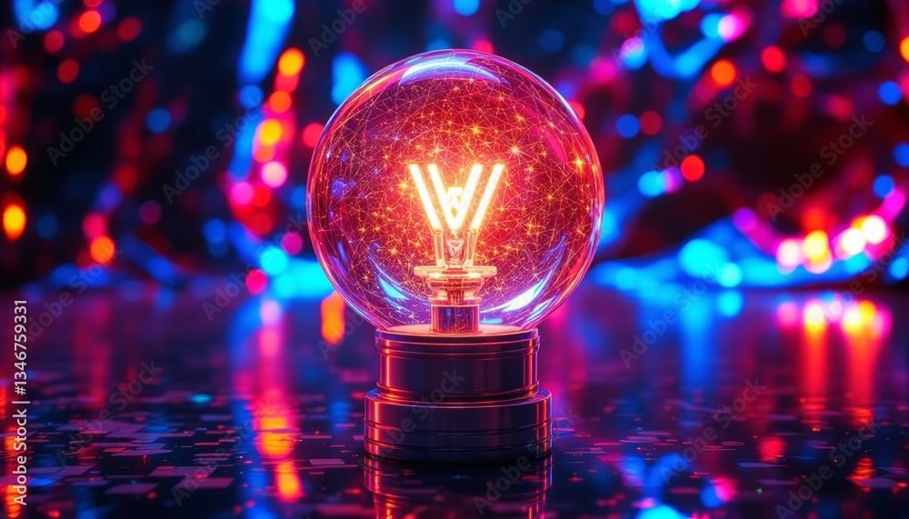 Illuminated Glass Globe with Network Light Design Illuminated Glass Globe with Network Light Design