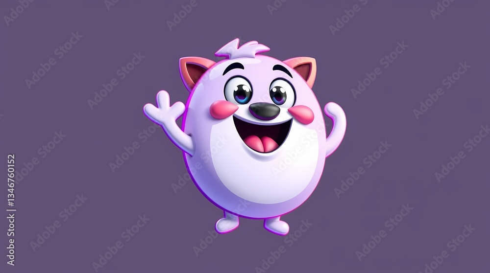 Fototapeta premium 3D rendered cartoon mascot logo playful design, glossy shading, bright and vibrant colors, friendly expression, infrared spectrumv
