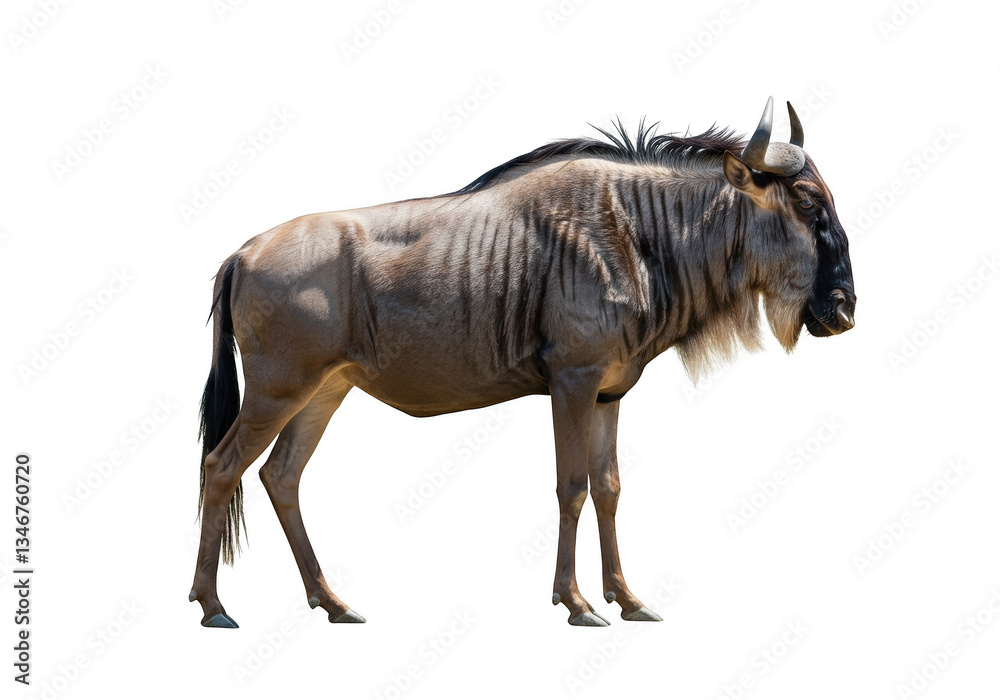 Fototapeta premium Wildebeest on a transparent background