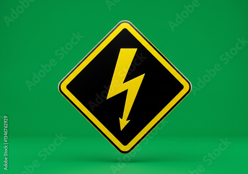 3D Render of Yellow and Black Diamond High Voltage Warning Sign on Green Background Free Download 3D Render of Yellow and Black Diamond High Voltage Warning Sign on Green Background - GFXLoad