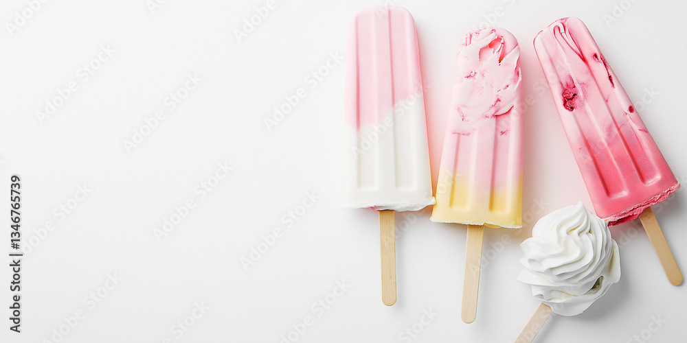 ice cream popsicles on a white background ice cream popsicles on a white background