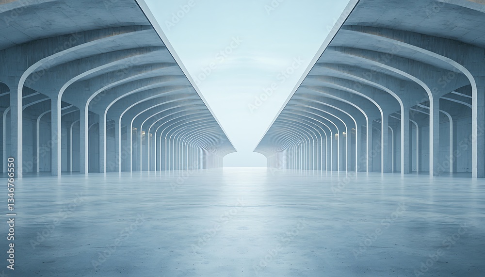 Fototapeta premium Concrete Corridor: Futuristic Architectural Perspective.