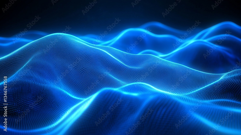 Fototapeta premium Attract Blue Line Movement, Abstract Wave Line, Light Technology Background, Copy Space...