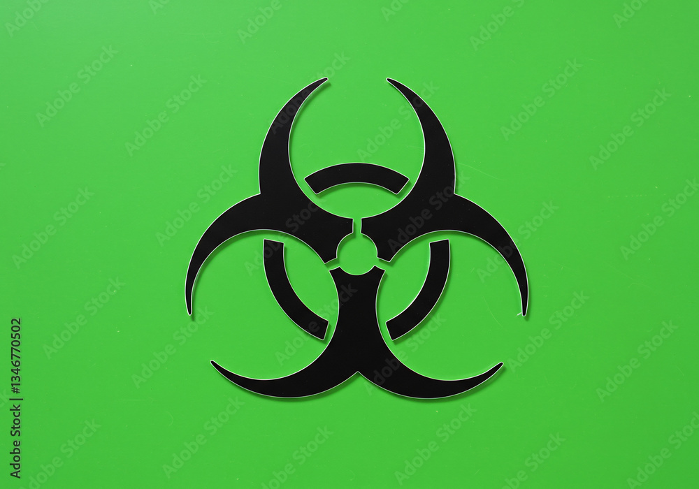 Black Biohazard Symbol on Green Background Black Biohazard Symbol on Green Background