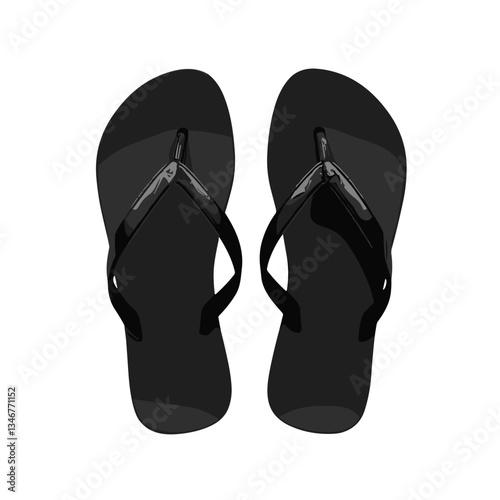 Black flip-flops silhouette on white background.
