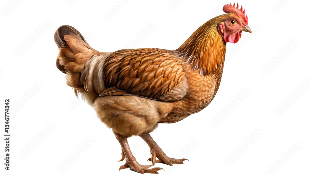 Fototapeta premium Detailed Portrait of a Brown Hen on a Transparent Background