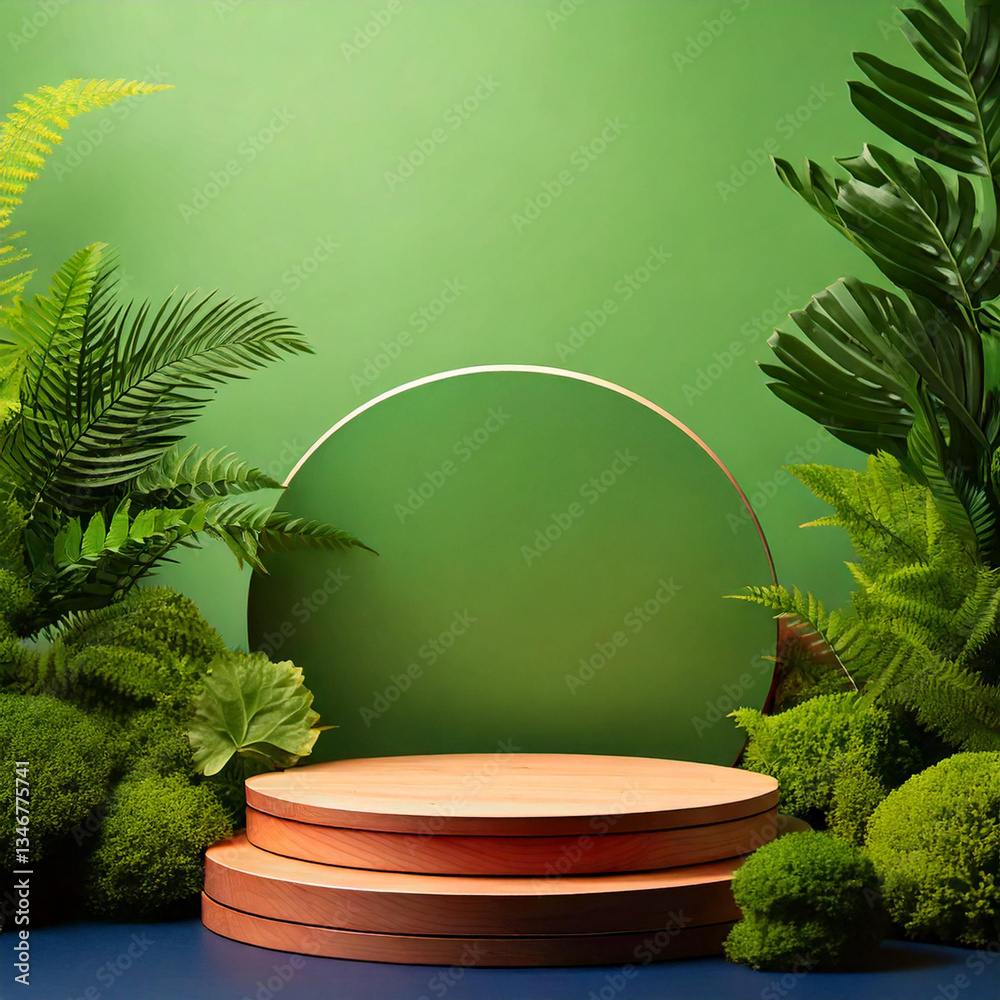 organic product display podium made of wood with leaf details organic product display podium made of wood with leaf details
