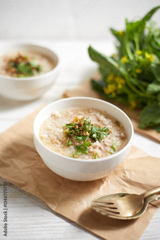 Rice porridge with minced pork Rice porridge with minced pork
